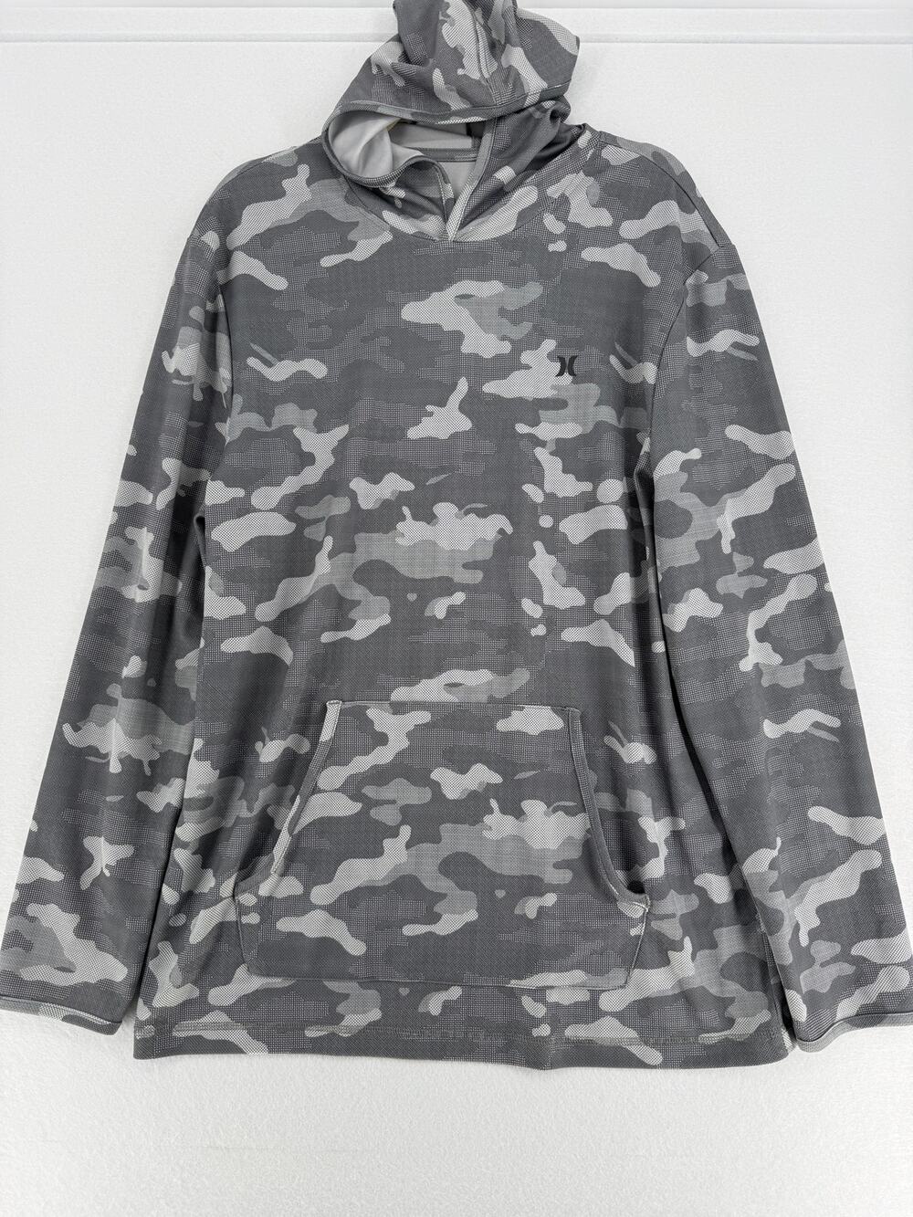 Hurley Mens Large Gray Camo Performance Pullover Hoodie Lightweight
